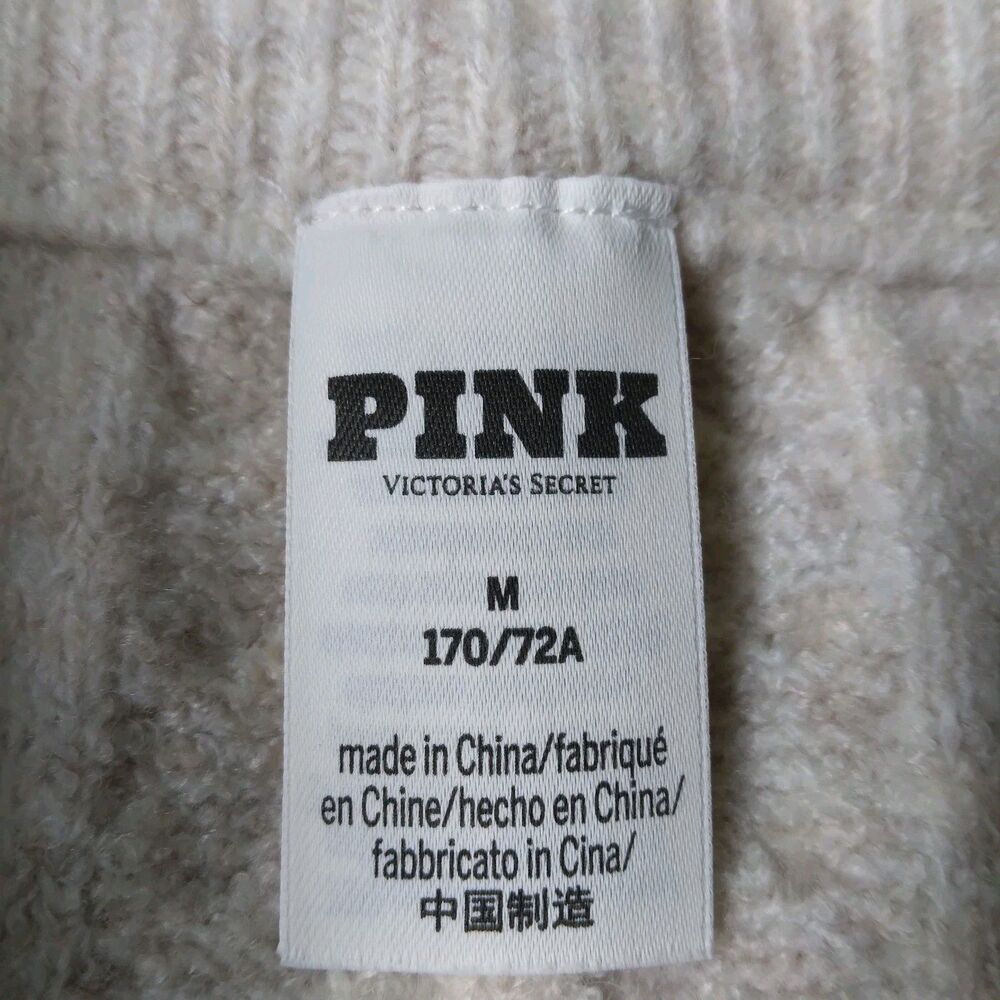 Victoria's Secret Pink Cable Knit Shorts Ivory Navy Preppy Womens Medium - Picture 4 of 9